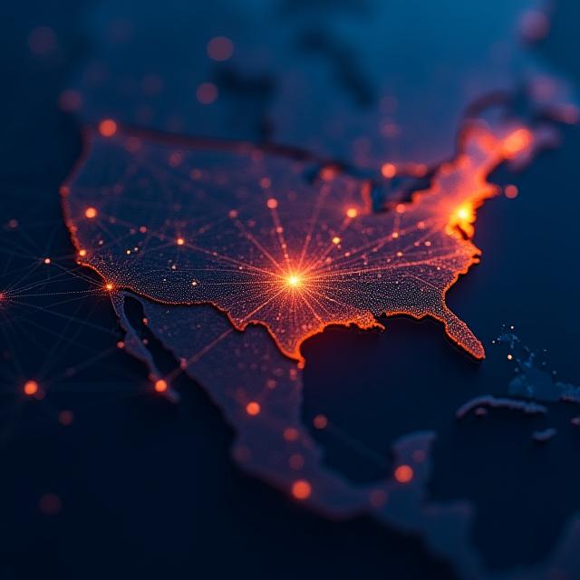 Logistics corridors stretching from Hampton Virginia across the US