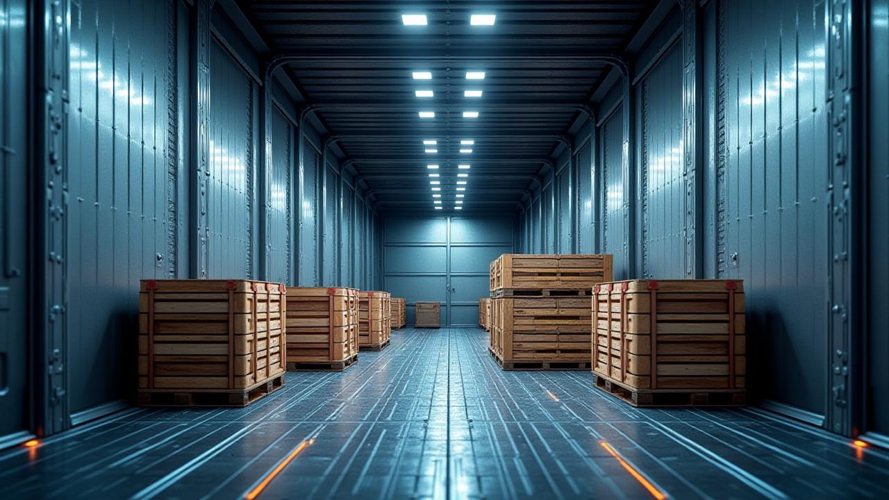 Graphic illustrating a truck trailer with multiple, different-sized shipments inside for LTL consolidation