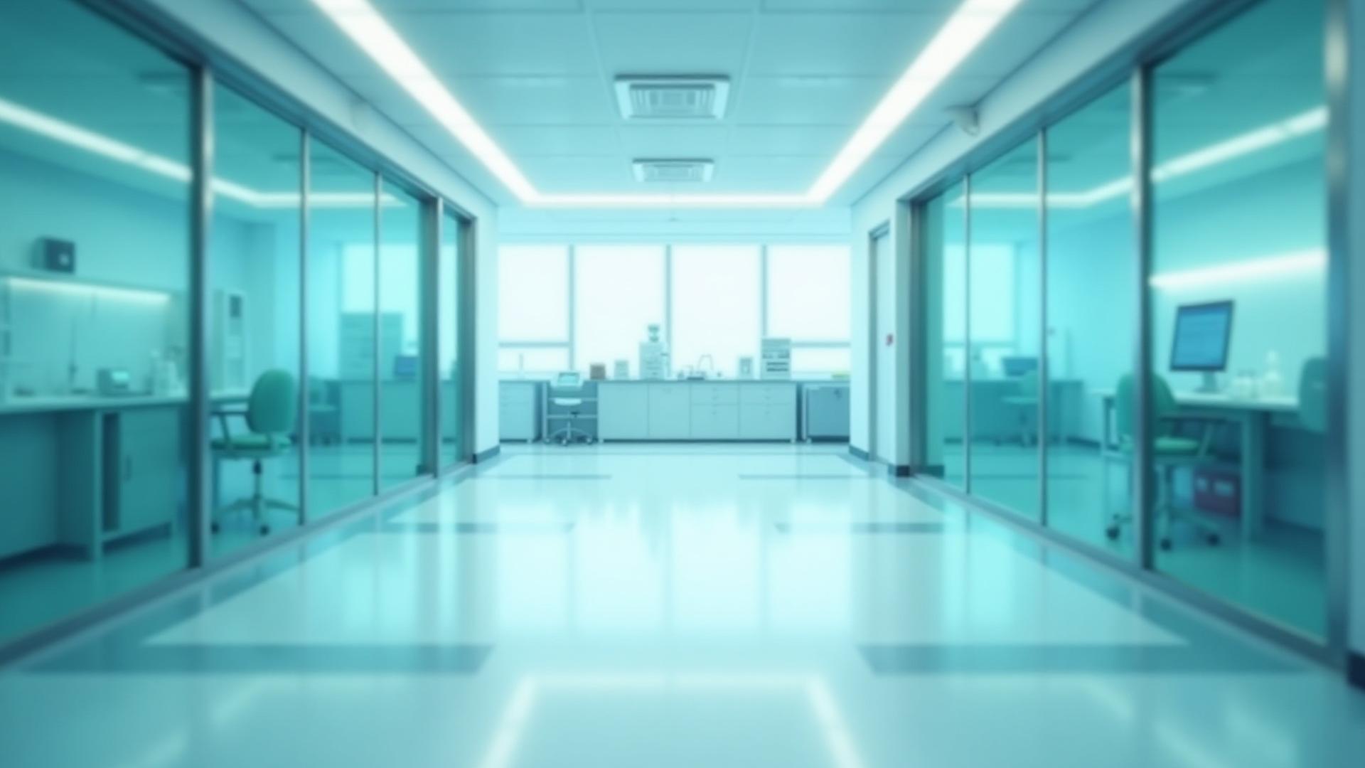Clinical cleanroom laboratory environment representing pharmaceutical precision