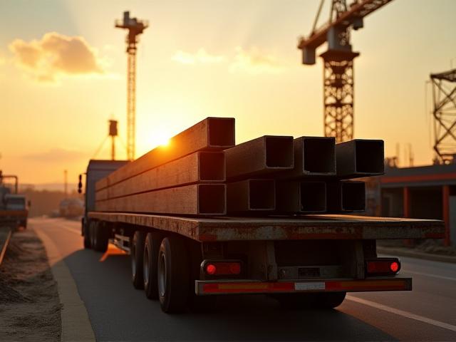 Construction materials hauling on flatbed